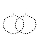 Thumbnail for Jewels Nest Classic Black Bead Silver Anklet With Minimal Adjustable Design - Distacart