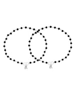 Thumbnail for Jewels Nest Classic Black Bead Silver Anklet With Minimal Adjustable Design - Distacart