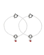 Thumbnail for Jewels Nest Grace Charm Silver Anklet With Red Crystal Drop For Women - Distacart