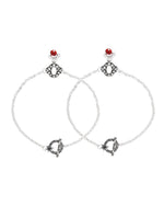 Thumbnail for Jewels Nest Grace Charm Silver Anklet With Red Crystal Drop For Women - Distacart