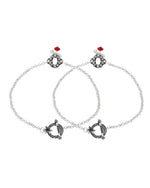 Thumbnail for Jewels Nest Grace Charm Silver Anklet With Red Crystal Drop For Women - Distacart