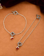 Thumbnail for Jewels Nest Grace Charm Silver Anklet With Red Crystal Drop For Women - Distacart