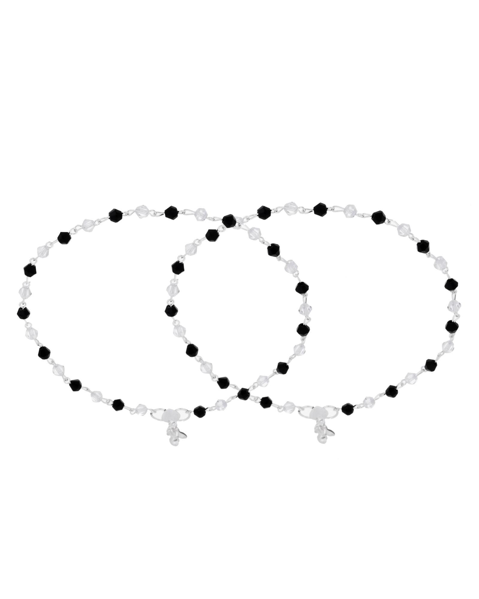 Jewels Nest Midnight Spark Black & Crystal Silver Anklet For Women - Distacart