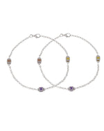 Thumbnail for Jewels Nest Playful Alphabet Charm Silver Anklet With Pastel Letter Beads - Distacart