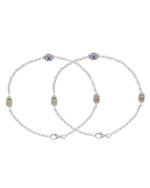 Thumbnail for Jewels Nest Playful Alphabet Charm Silver Anklet With Pastel Letter Beads - Distacart