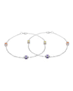 Thumbnail for Jewels Nest Playful Alphabet Charm Silver Anklet With Pastel Letter Beads - Distacart