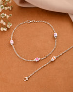 Thumbnail for Jewels Nest Playful Alphabet Charm Silver Anklet With Pastel Letter Beads - Distacart