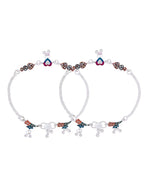 Thumbnail for Jewels Nest Celebration Heart Silver Anklet With Enamel Accents And Twin Bell Charm - Distacart