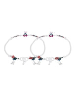 Thumbnail for Jewels Nest Celebration Heart Silver Anklet With Enamel Accents And Twin Bell Charm - Distacart