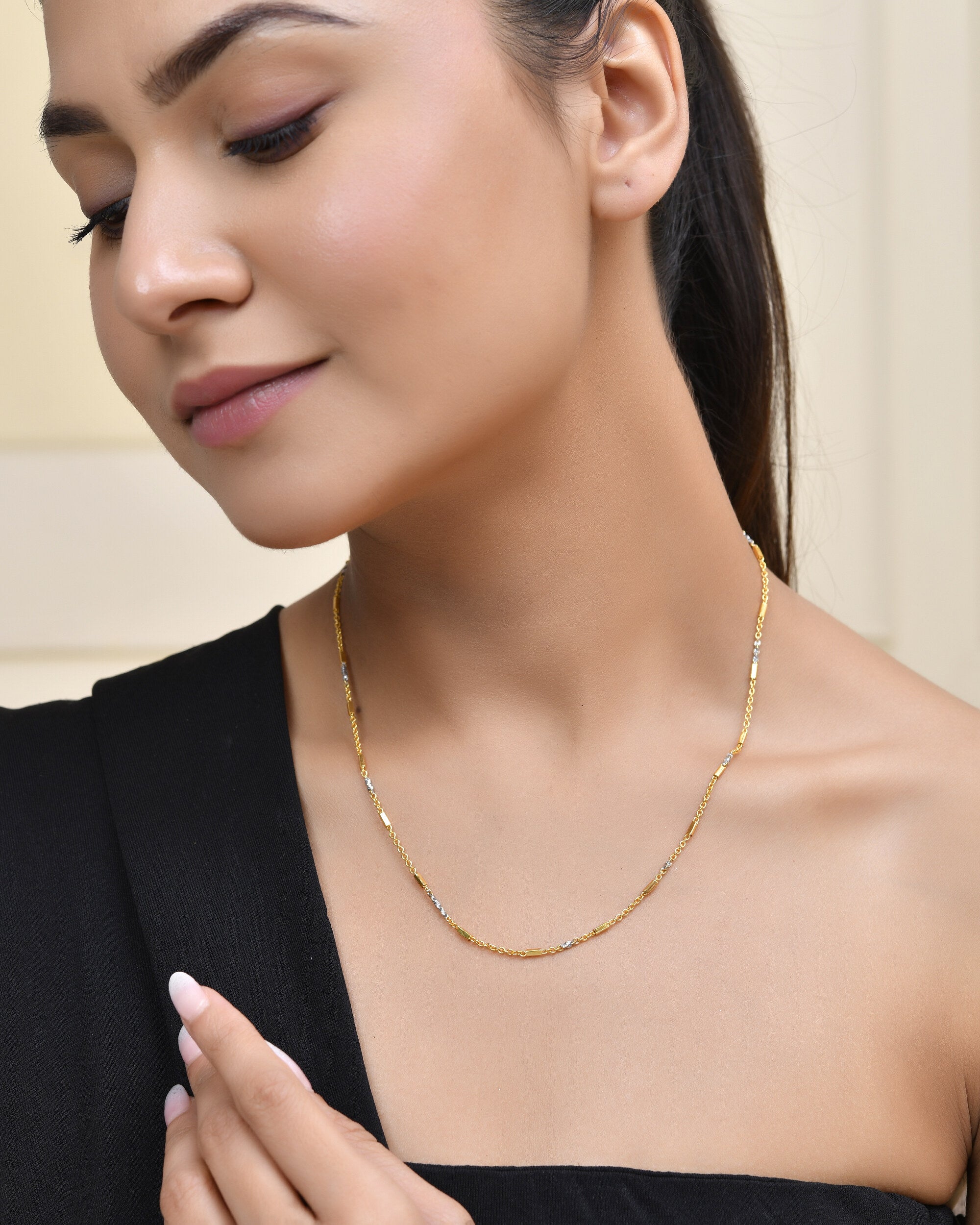 Jewels Nest Elegant Gold-Tone Dual-Tone Textured Chain for Men & Women - Distacart