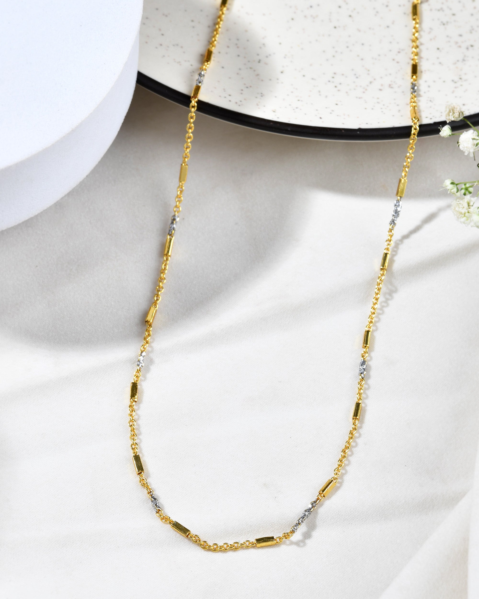 Jewels Nest Elegant Gold-Tone Dual-Tone Textured Chain for Men & Women - Distacart