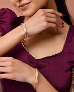 Thumbnail for Jewels Nest Gold-Toned Stone Studded Openable Bangles For Women - Distacart