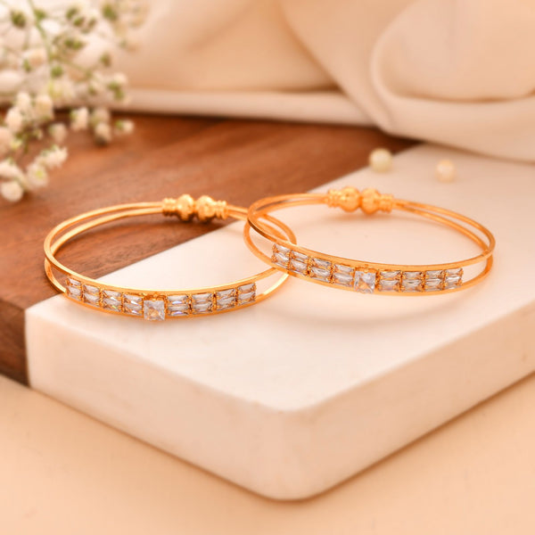 Jewels Nest Gold-Toned Stone Studded Openable Bangles For Women - Distacart
