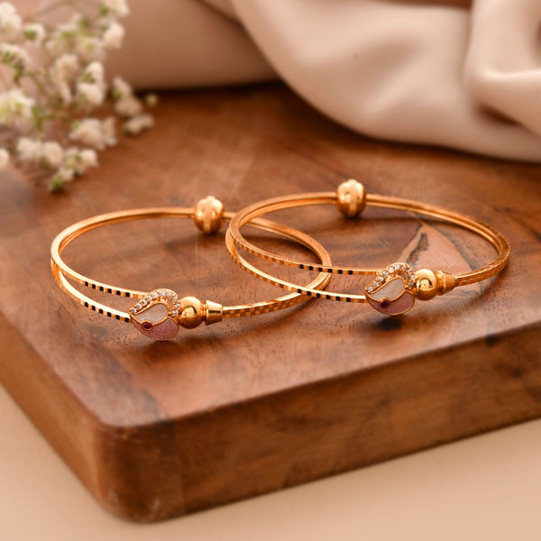 Jewels Nest Gold-Toned Stone Accent Openable Bangles For Women - Distacart