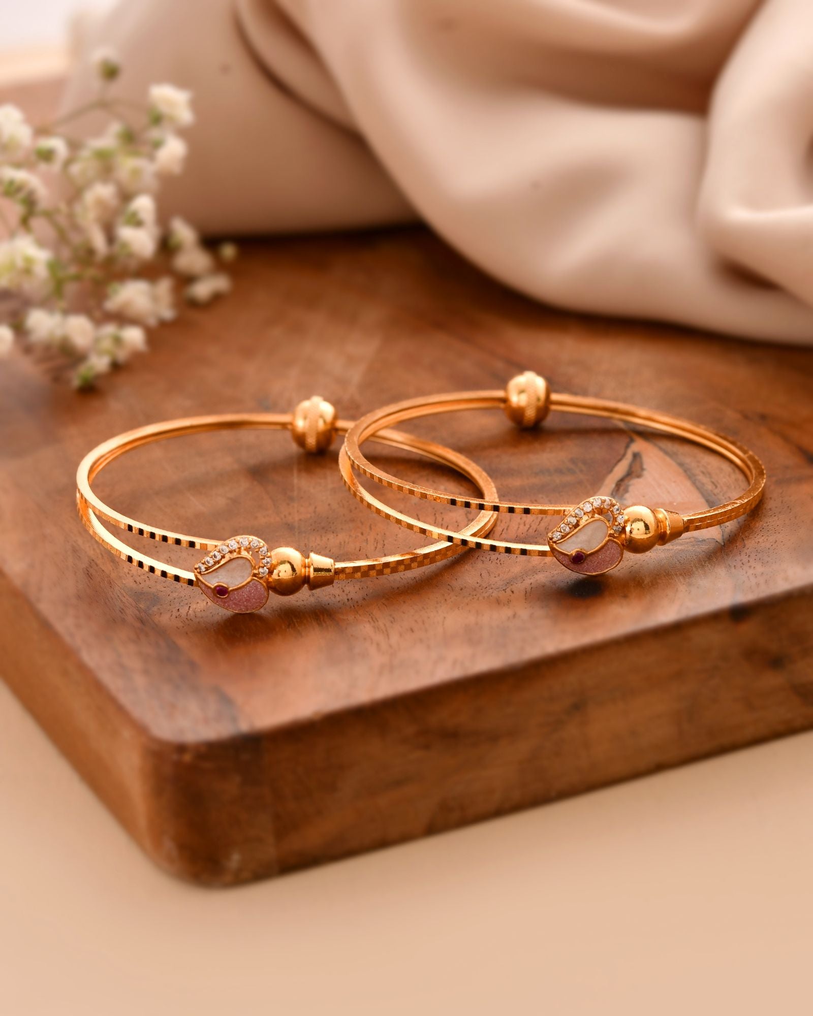 Jewels Nest Gold-Toned Stone Accent Openable Bangles For Women - Distacart