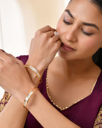 Thumbnail for Jewels Nest Gold-Toned Crystal Studded Openable Bangles For Women - Distacart