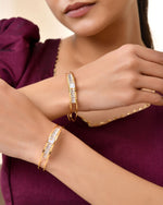Thumbnail for Jewels Nest Gold-Toned Crystal Studded Openable Bangles For Women - Distacart
