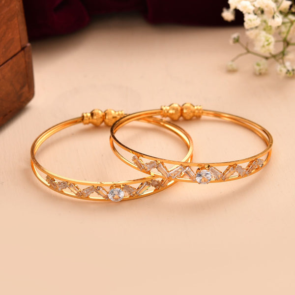 Jewels Nest Gold-Plated Crystal Studded Adjustable Bangle Set For Women - Distacart