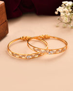 Thumbnail for Jewels Nest Gold-Plated Crystal Studded Adjustable Bangle Set For Women - Distacart