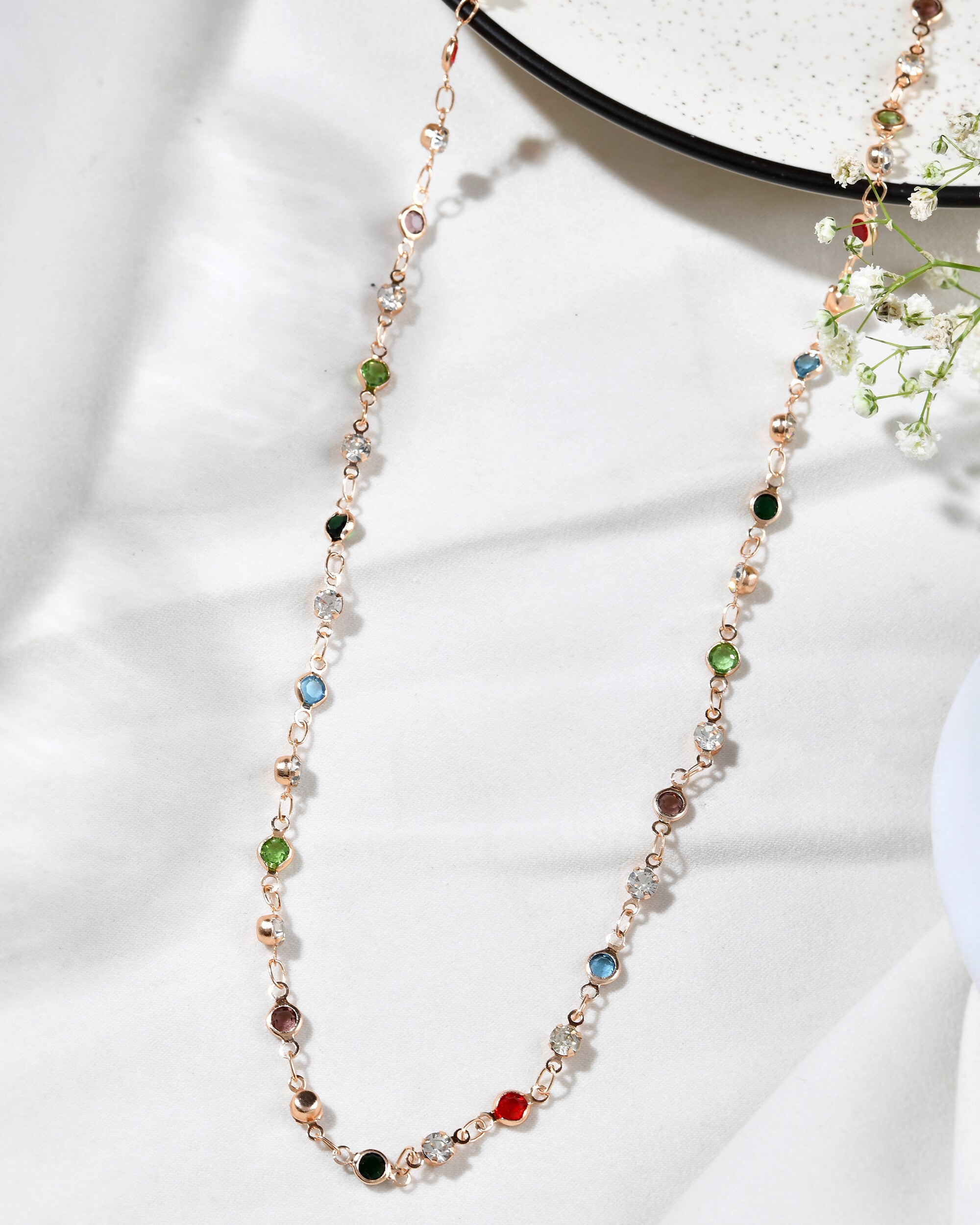 Jewels Nest Exquisite Gold-Tone Multi-Stone Embellished Chain for Men & Women - Distacart