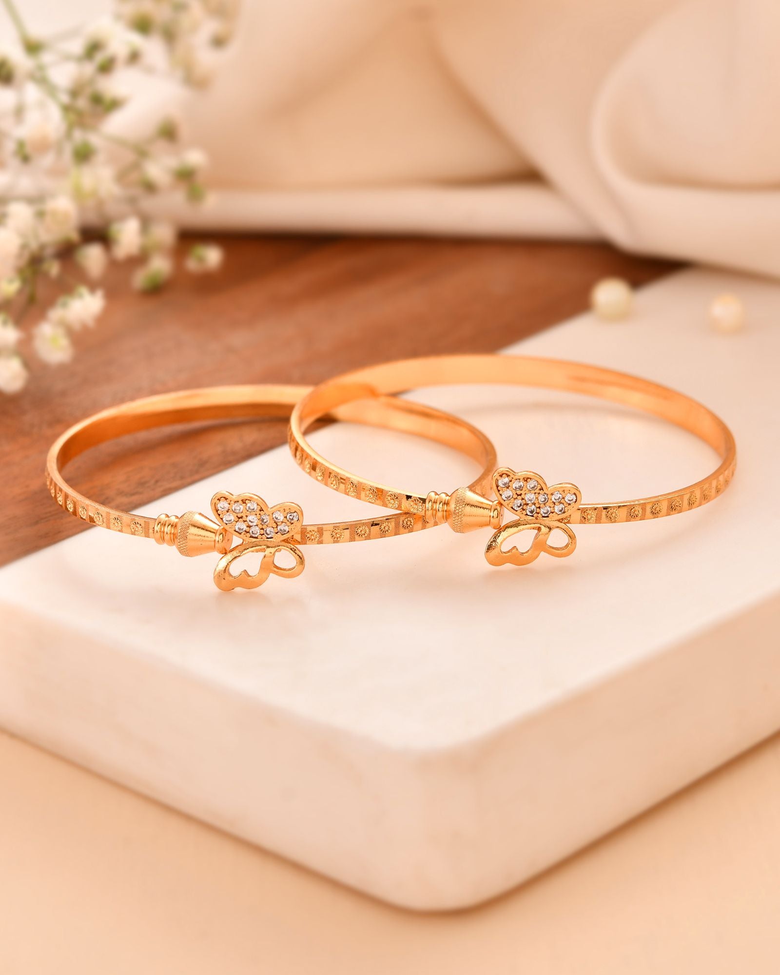 Jewels Nest Gold Plated Heart Charm Bangles Set For Women – Daily & Party Wear - Distacart