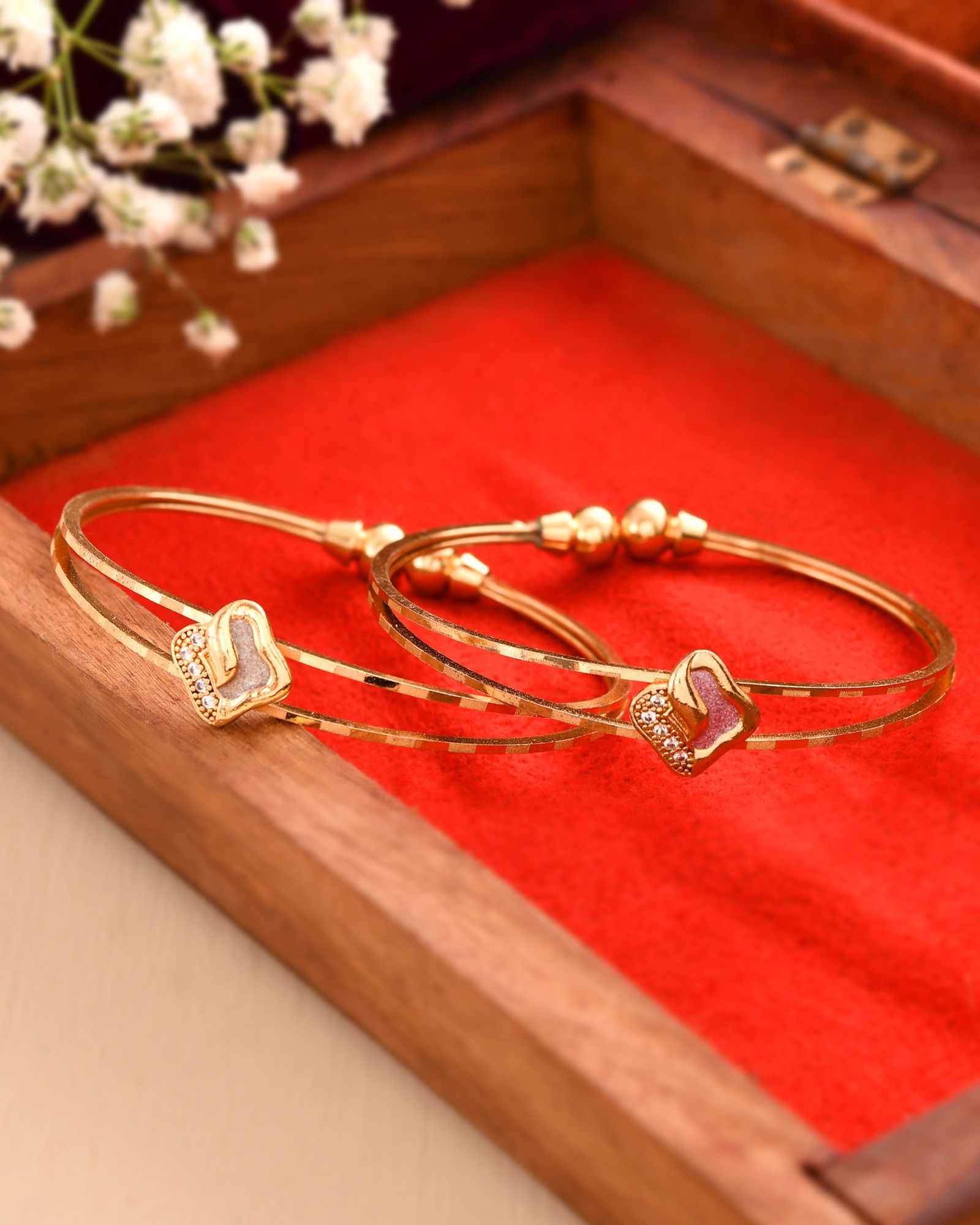 Jewels Nest Gold Plated Heart Design Bangles Set For Women – Daily & Party Wear - Distacart
