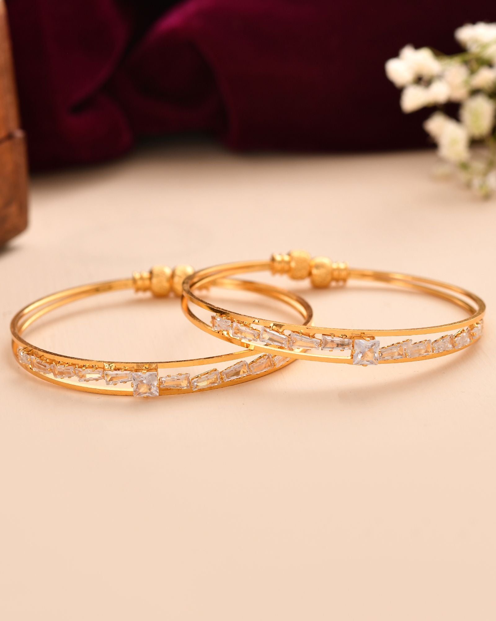 Jewels Nest Gold Plated Stone Studded Bangles Set For Women – Elegant Party Wear - Distacart