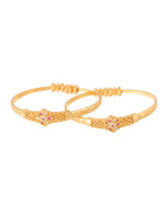Thumbnail for Jewels Nest Gold Plated Floral Design Bangles Set For Women – Festive & Traditional Wear - Distacart