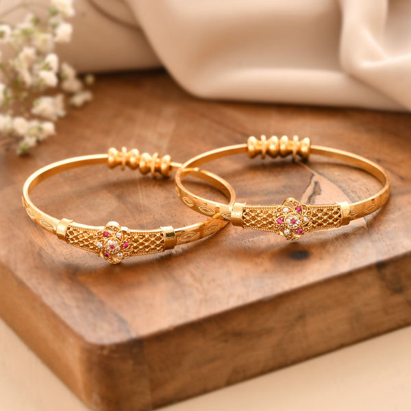 Jewels Nest Gold Plated Floral Design Bangles Set For Women – Festive & Traditional Wear - Distacart