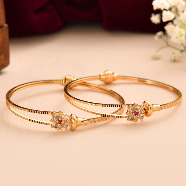 Jewels Nest Gold Plated Floral Stone Bangles Set For Women – Traditional Festive Jewellery - Distacart