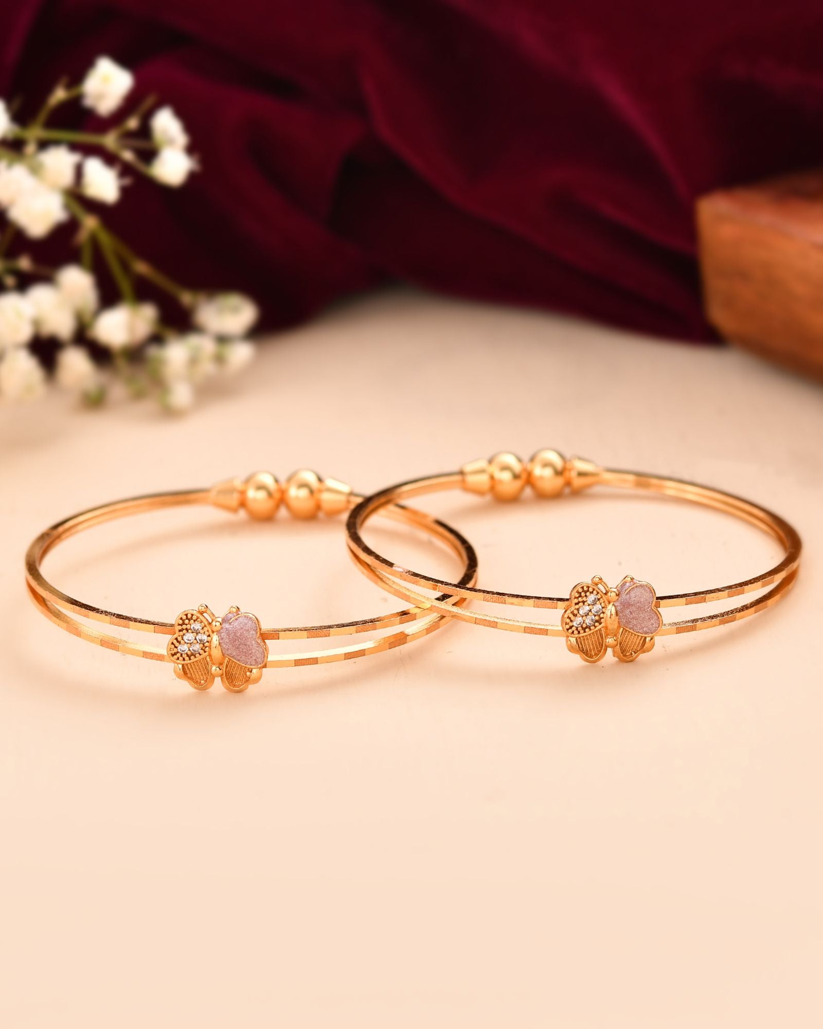 Jewels Nest Gold Plated Butterfly Design Bangles Set For Women – Elegant Festive Jewellery - Distacart