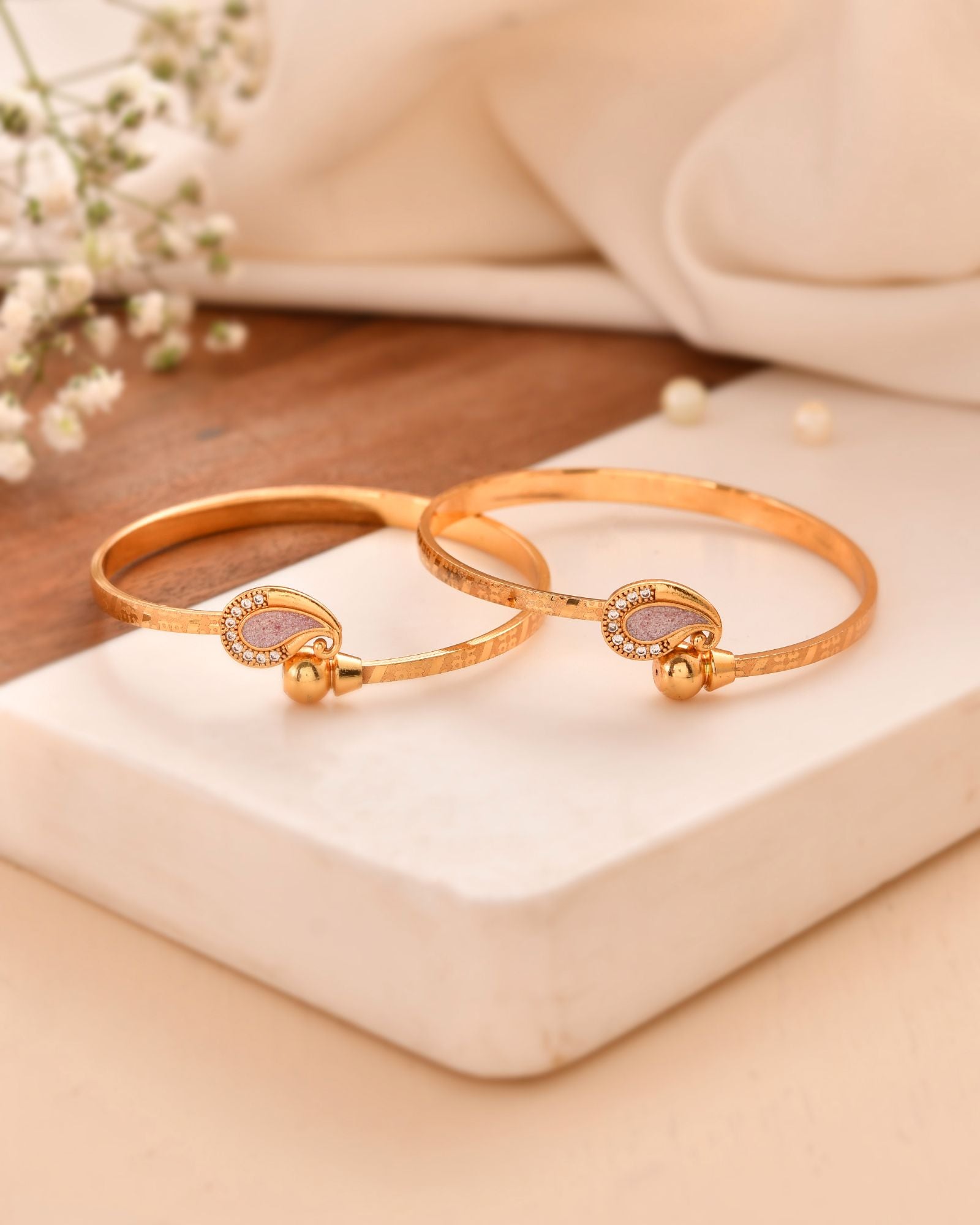 Jewels Nest Gold Plated Paisley Design Bangles Set For Women – Elegant Daily & Festive Wear - Distacart