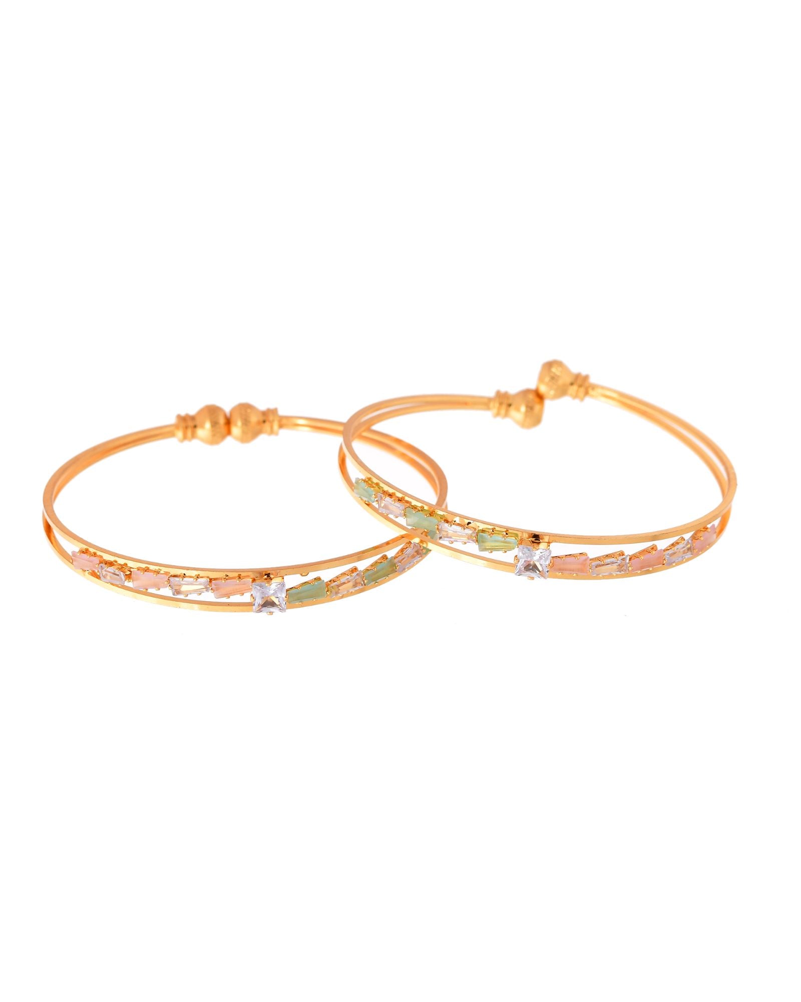 Jewels Nest Gold Plated Crystal Studded Bangles Set For Women – Elegant Festive Wear - Distacart
