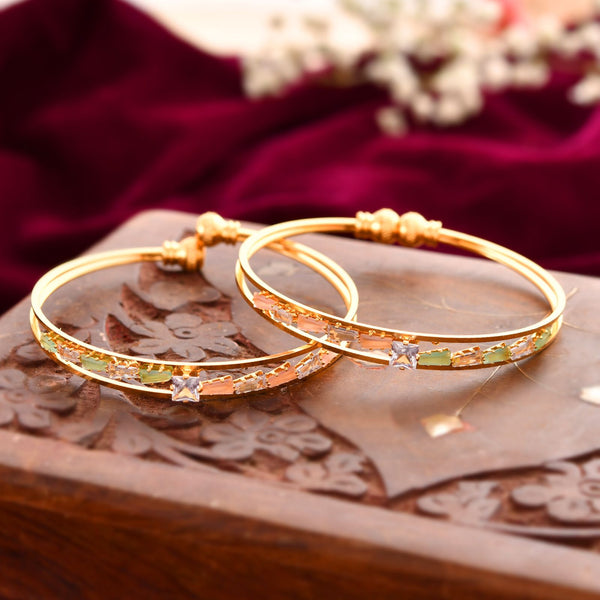 Jewels Nest Gold Plated Crystal Studded Bangles Set For Women – Elegant Festive Wear - Distacart