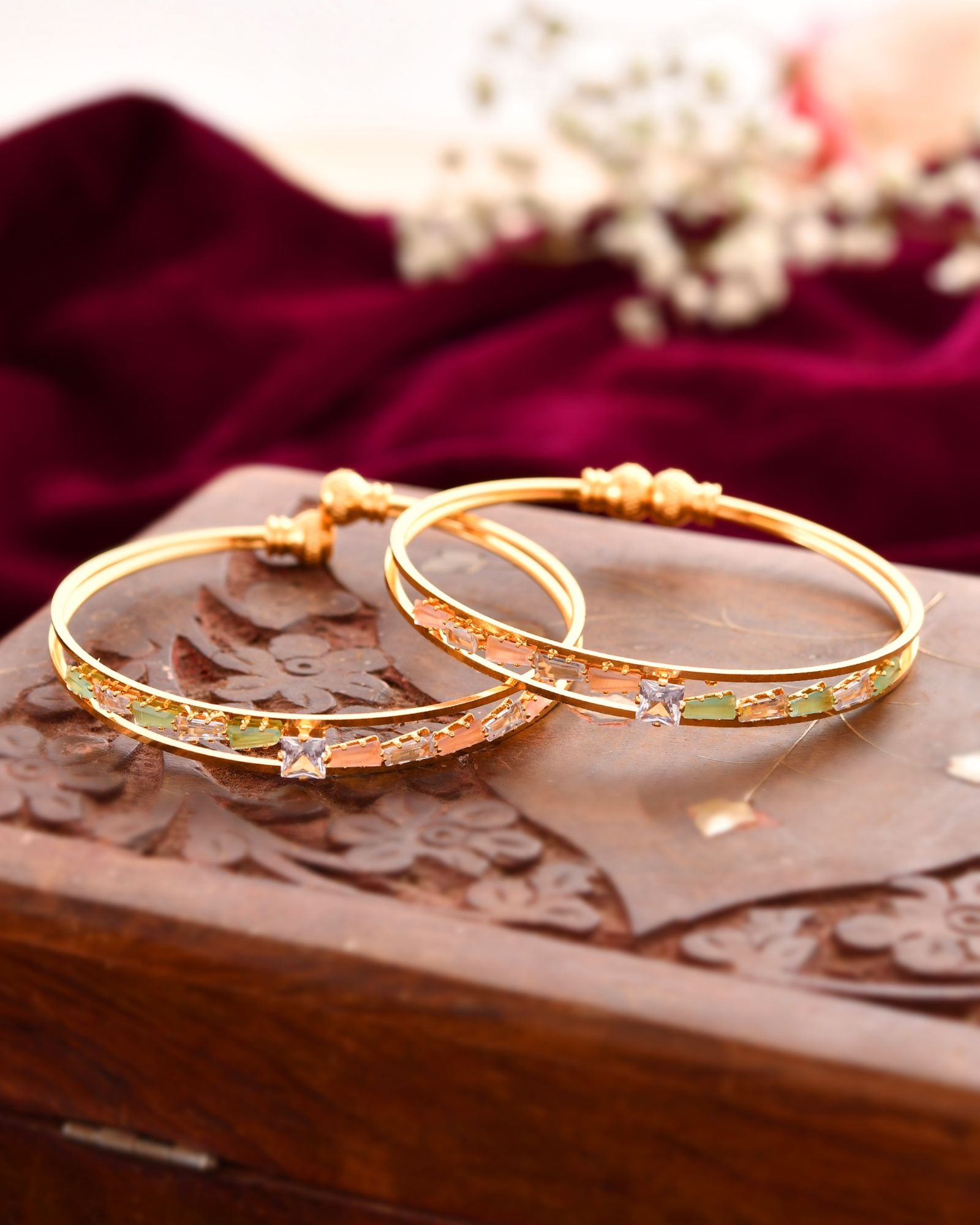 Jewels Nest Gold Plated Crystal Studded Bangles Set For Women – Elegant Festive Wear - Distacart