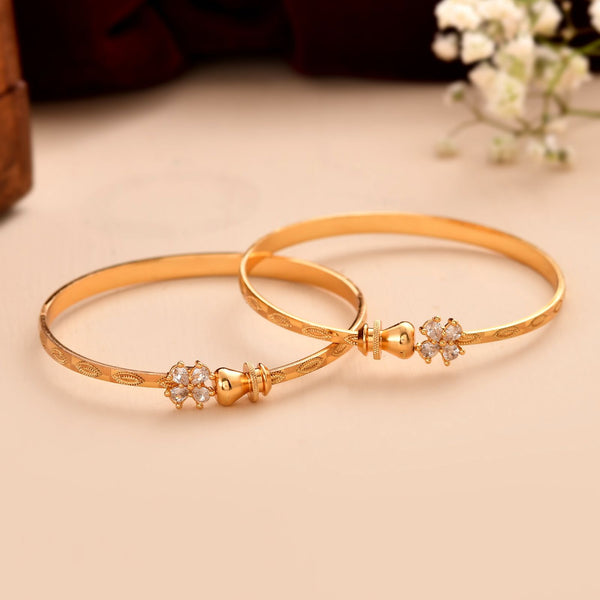 Jewels Nest Gold Plated Floral Crystal Bangles Set For Women – Elegant Party & Festive Wear - Distacart