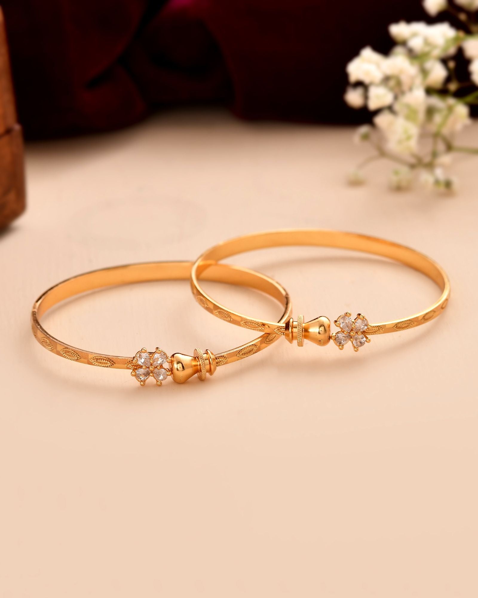 Jewels Nest Gold Plated Floral Crystal Bangles Set For Women – Elegant Party & Festive Wear - Distacart