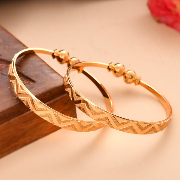 Jewels Nest Gold Plated Zig Zag Design Bangles For Women | Stylish & Lightweight Pair - Distacart
