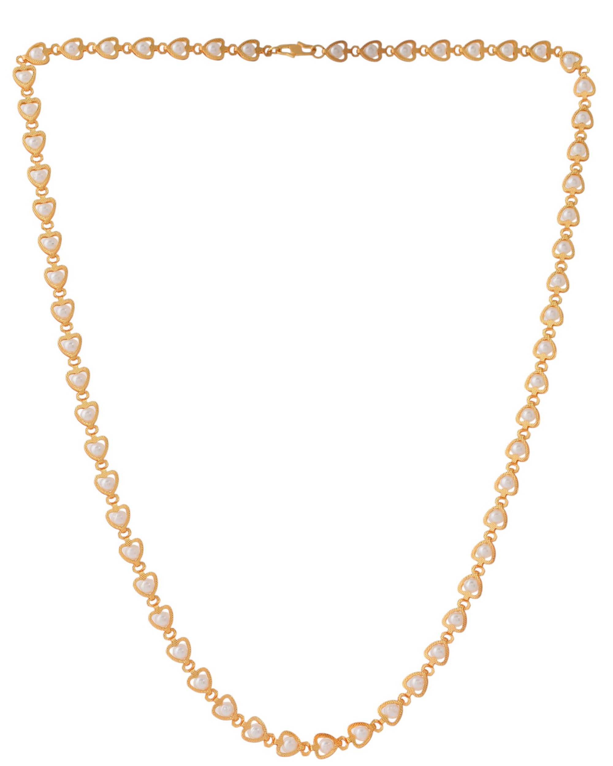Jewels Nest Elegant Gold-Polished Pearl Chain for Women & Girls – Traditional Jewelry - Distacart