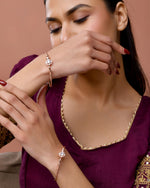 Thumbnail for Jewels Nest Rose Gold Plated Floral Stone Bangles For Women | Elegant Daily Wear Pair - Distacart
