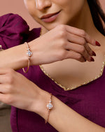 Thumbnail for Jewels Nest Rose Gold Plated Floral Stone Bangles For Women | Elegant Daily Wear Pair - Distacart