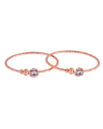 Thumbnail for Jewels Nest Rose Gold Plated Floral Stone Bangles For Women | Elegant Daily Wear Pair - Distacart
