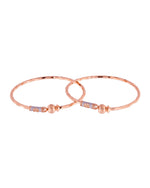 Thumbnail for Jewels Nest Rose Gold Textured Finish Bangles For Women | Minimal Daily Wear Pair - Distacart