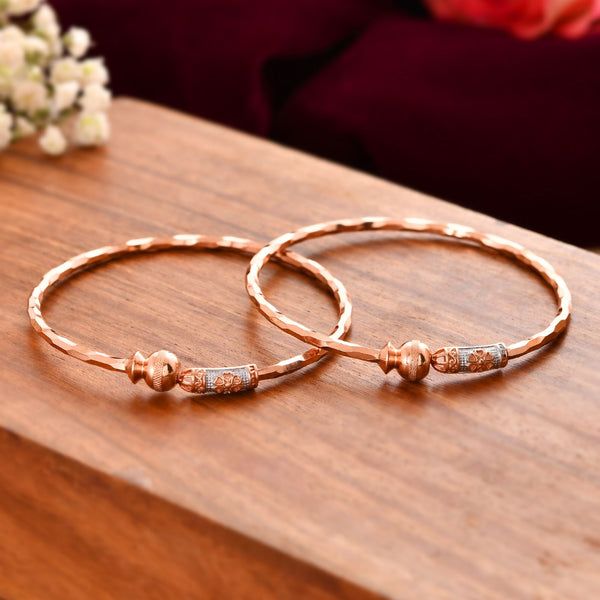 Jewels Nest Rose Gold Textured Finish Bangles For Women | Minimal Daily Wear Pair - Distacart
