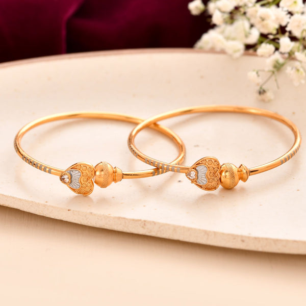 Jewels Nest Gold Finish Heart Motif Bangles For Women | Elegant Daily Wear Pair - Distacart