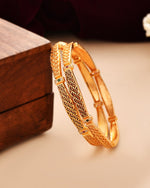 Thumbnail for Jewels Nest Gold Finish Filigree Design Bangles For Women | Traditional Designer Pair - Distacart