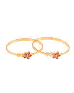Thumbnail for Jewels Nest Gold Finish Floral Stone Bangles For Women | Traditional Designer Pair - Distacart