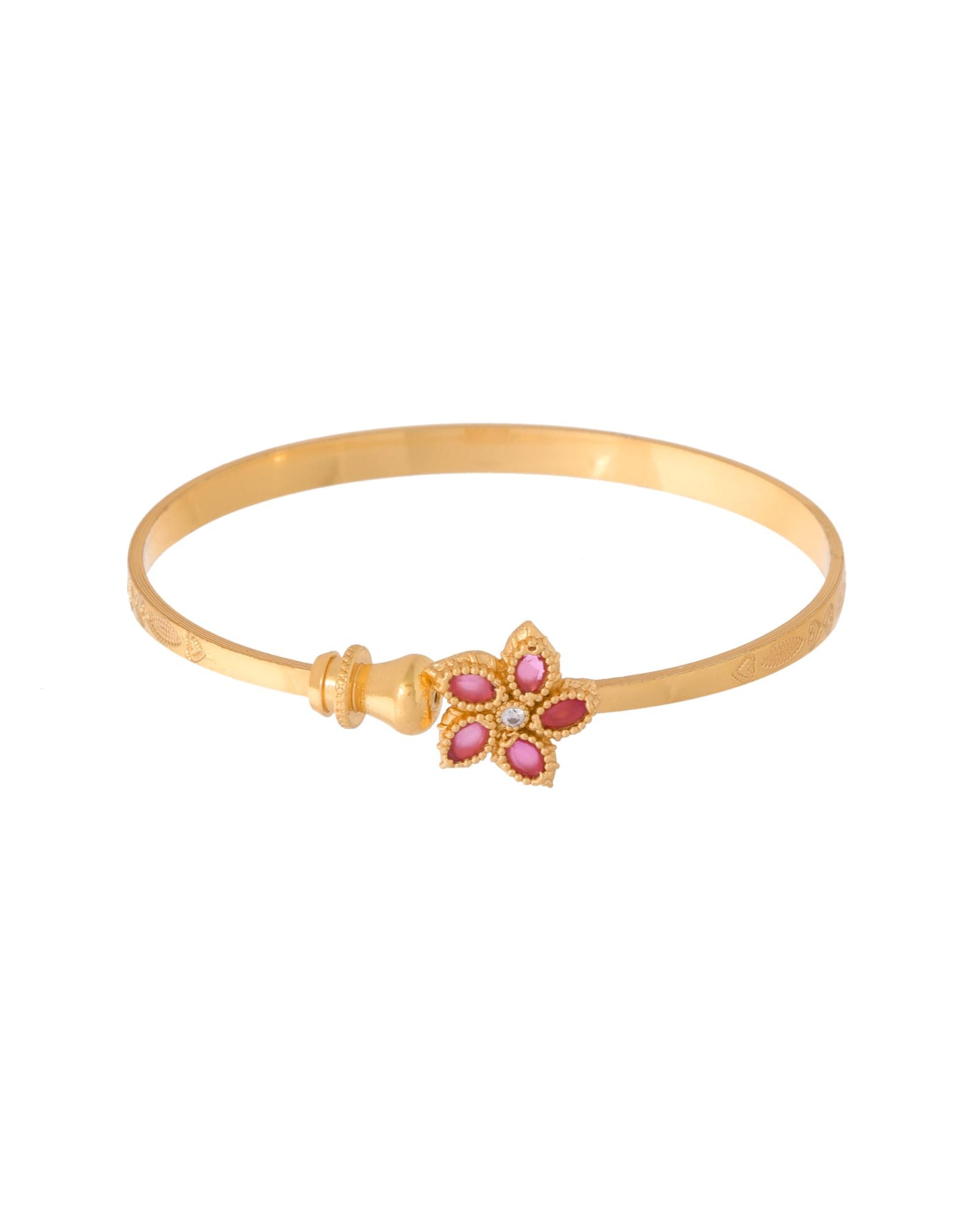 Jewels Nest Gold Finish Floral Stone Bangles For Women | Traditional Designer Pair - Distacart