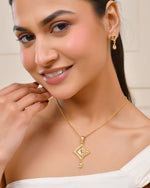 Thumbnail for Jewels Nest Gold Finish Square Pendant Necklace Set With Stone Stud Earrings For Women - Distacart