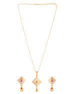 Thumbnail for Jewels Nest Gold Finish Square Pendant Necklace Set With Stone Stud Earrings For Women - Distacart